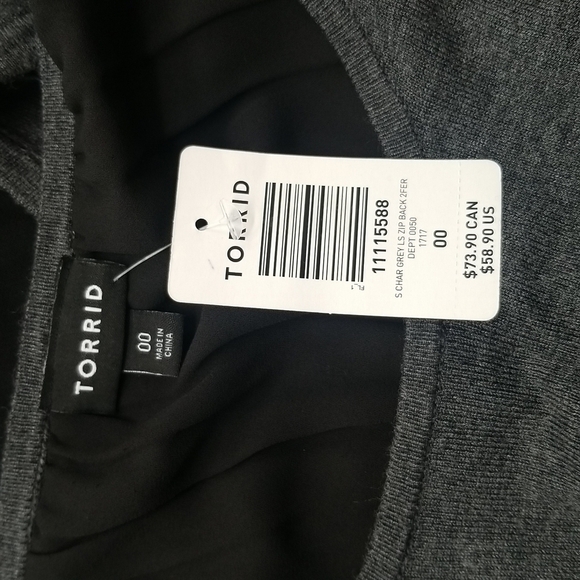 Torrid SZ 00 /Womens M/L Sweatshirt NEW Gray & Black Splt Back Lagenlook Layered - Picture 8 of 12